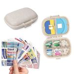 MEISO DIY Pill Organizer, 8 Compartments Portable Pocket Pharmacy with 147 Medicine Labels & 64 Stickers, Small Medication Box, Daily Pills Container Case, Medical Pills Storage Splitter for Travel