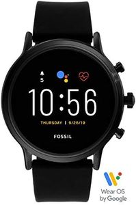 Fossil Gen 5 The Carlyle HR Black Silicone Strap, Touchscreen Smartwatch with Speaker, Heart Rate, GPS, NFC, and Smartphone Notifications , FTW4025