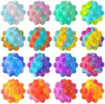 16 PCS Pop Fidget Toys It Popper Ball, 3D Squeeze Toys Pop Ball It Fidgets Toy Party Favors for Kids Sensory Toys Stress Balls for Kids Toddlers Adults Over 3 Months