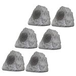 Theater Solutions Weatherproof Outdoor Granite Rock 6 Speaker Set Yard Pool Spa