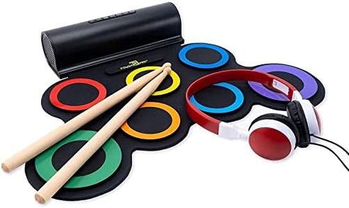 Powerpak G3001L-R Electronic Drum | Built-in Li-Battery 2000mAh & Roll Up Drum Pad | Portable Rechargeable Drum Kit with Built-in Dual Speaker | 2x Drum Pedals/2x Drum Sticks/1x Headphone (Rainbow)