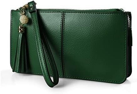 befen Genuine Leather Wristlet Clutch for Women Ultra-Slim Ladies Credit Card Holder Wallet Purses with RFID Protection (Sacramento Green)