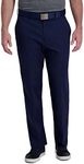 Haggar Men's Cool Right Performance Flex Solid Classic Fit Flat Front Pant-Reg. and Big & Tall Sizes, Midnight, 44W x 32L