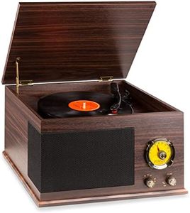 Vinyl Record Player Turntable Vintage Hard Wood Lid Bluetooth, USB, FM Radio Fenton RP173