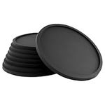 Barvivo Silicone Coasters with Holder Set of 8 - Cup Coasters for Indoor and Outdoor, Perfect Durable Coaster for Tabletop Protection, Anti Slip, Suitable for All Drinks & Table Types - Black