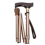 Folding Cane - Foldable Walking Cane for Men, Women - Fold-up, Collapsible, Lightweight, Adjustable, Portable Hand Walking Stick - Balancing Mobility Aid - Sleek, T Wooden Handle