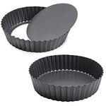 2 Pack Nonstick Tart Pan, Carbon Steel Deep-dish Quiche Pan Pie Pan with Removable Loose Bottom, 11 Inch