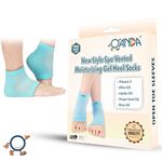 OANDA Silicone Gel Heel Socks For Dry Hard Cracked Heels Repair, Foot Care Support Cushion With Spa Botanical Gel Pad - For Men And Women - (Free Size) (1 Pair) (Blue)