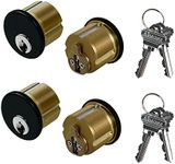 Brass Mortise Cylinder Lock，Commercial storefront Door Lock Mortise cylinders Compatible with Adams Rite, Kawneer, and Vistawall deadbolts. Comes in Black, 4-Pack ，with Matching Keys.