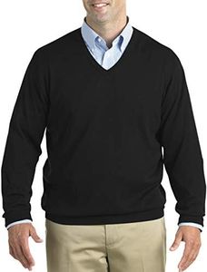 Harbor Bay by DXL Men's Big and Tall V-Neck Pullover Black 3XLT