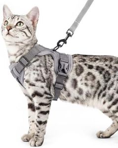 pangdi Cat Harness and Leash Set Escape Proof Tactical Large Kitten Harness Emotional Support Cat Vest, Grey, L