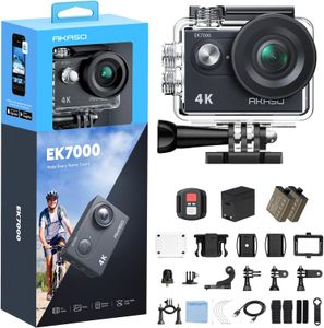 AKASO EK7000 4K Action Camera – 20MP Ultra HD Waterproof, 170° Wide Angle, Accessory Kit