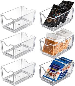 SOUJOY Set of 6 Sugar Packet Holder, Acrylic Tea Bag Bowl for Drawer, Clear Caddy Tea Packet Storage Container Dispenser for Countertop, Coffee Bar, Cabinet, Sweetener