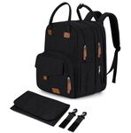 Qualyphant Large Diaper Bag For 2 Kids, 17L~30L Expandable Twin Diaper Bag Backpack, Waterproof, Easy Access Design, Black, Large, Expandable Diaper Bag