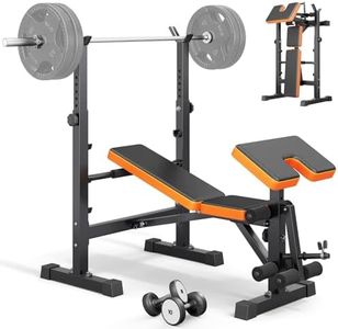 Multi-Function 6 in 1 Weight Bench Set - Leg Press, Preacher Curl Rack, Adjustable Workout Bench & Squat Rack for Full Body Exercise, Fitness Strength Training for Home Gym
