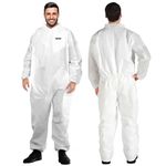 YIBER Hazmat Suit Disposable Overalls | Heavy Duty Full Body Painters Coveralls in 7 Sizes with Multiple Specifications for Men & Women Without Hood - Breathable & Water-Resistant