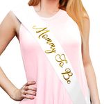 "Mommy To Be" White Satin Sash - Baby Shower Decorations, Gender Reveal, Welcome Baby, Baby Sprinkle,