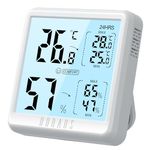 DOQAUS Room Thermometer Hygrometer, Touch Backlight Large Screen Rechargeble Digital Humidity Meter Room Temperature Indoor Thermometer for Nursery Greenhouse Wine Cellar