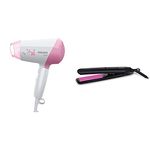 Philips Dryer (HP8120/00) & Straightener (HP8302) Combo, 1200 Watts, Pink