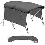 KNOX Universal 3 Bow Bimini Tops for Boats with Sidewalls, 900D Marine Canvas, Sun Shade Boat Canopy Kit, Bimini Top Hardware, Frame, Support Poles, Storage Boot, 54-60" W, Charcoal Gray