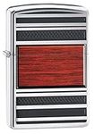 Zippo Steel and Wood Windproof Pocket Lighter - High Polish Chrome