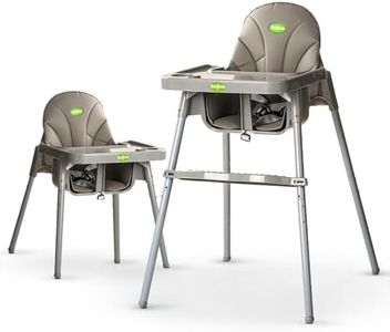 Baybee 2 in 1 Baby High Chair for Kids, Baby Feeding Chair with 2 Height Adjustable, Footrest, Tray, Mobile Stand, 3 Point Safety Belt | Kids High Chair for Baby 6 Months to 3 Years (Grey)