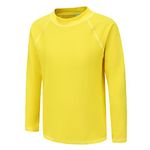 Moon Tree Big Boy Rash Guard Shirts for Kids Long Sleeve Swim Shirt UPF 50+ Sun Protetion Swimsuits Yellow Size 12/10-12 Years