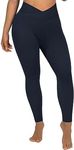 SUUKSESS Women Crossover Seamless Leggings Butt Lifting High Waisted Workout Yoga Pants (Dark Blue, S)