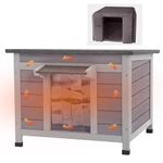 Seiyierr Heated Cat House for Outdoor Cats Feral Kitty Shelter with Insulated Liner for Winter Waterproof Rabbit Hutch for Bunnies Cats