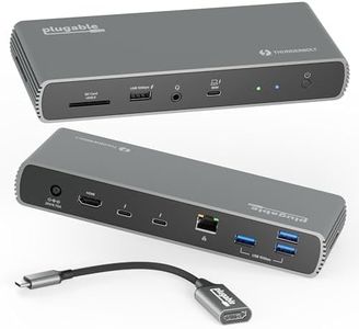 Plugable Thunderbolt 4 Dock with 100W Charging, Thunderbolt Certified, 3X Thunderbolt Ports, Laptop Docking Station Dual Monitor Single 8K or Dual 4K Monitor, 2.5G Ethernet, 1x SD, 4X USB