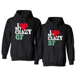 I Love My Crazy Boyfriend and Girlfriend Couple Hoodie Matching King Queen Pullover Hoodie for Couple 1 Pc(Black-Men,L)