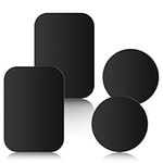 4 Pack Metal Plate For Magnet, 2 Rectangle and 2 Round, Replacement Mount Metal Plates Self-adhesive Kits for Universal Magnetic Car Phone Holder, Phone Magnet Sticker for Phone Car Mount - Black