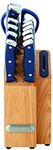 Farberware Edgekeeper Triple Riveted Slim Knife Block Set with Built in Sharpener, 14-Piece, Navy