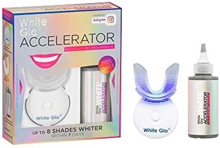 White Glo Accelerator Teeth Whitening Kit with LED Light for Sensitive Teeth and Gums, Carbamide Peroxide, Papaya and Pineapple Enzymes for Best Teeth Whitening Results, 10 Minute Timer and 50 Uses