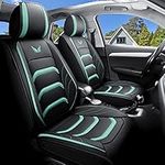 JielinKar 5-Seater Full Set Universal Type Suitable for Most Cars, SUV TrucksPickup Ttrucks Airbags Compatible with Synthetic Leather Car Seat Cushion (Black-Green)