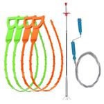 Sink Snake Drain Auger Hair Catcher Cleaner, 6 in 1 Hair Clog Remover Plumbing Grabber Tool for Kitchen, Sewer and Showers