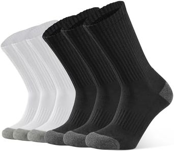 CLOSEMATE Mens Athletic Cushioned Crew Socks 6 Pairs Cotton Breathable for Work Training Sports(3Black3White, Size L)