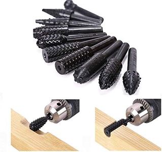 ASNOMY 10PCS Woodworking Twist Drill Bits, Wood Carving File Rasp Drill Bits 6.3mm(1/4") Shank Electrical Tools Woodworking Rasp Chisel Shaped Rotating Embossed Grinding Head with Storage Bag