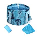 Folding Water Bucket + Absorbent Towel, Travel Foot Bath Tub, Nylon Folding Travel Foot Bath Bucket, Multifunctional Cloth Bucket for Outdoor Camping, Picnic, Fishing, Barbecue （12 L）