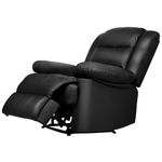 Hamlody Recliner Armchair Padded Seat Single Sofa Lounge Seating Manual Adjustable Legrest and Reclining PU Leather Couch Chair for Living Room Bedroom Home Theater Cafe (Black, Large)