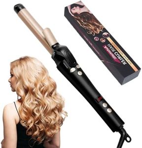 Automatic 360° Rotating Hair Curler with LCD Display, 25MM Titanium Curling Wand with Adjustable Heat Settings (100-220℃) for Long, Medium, and Short Hair, Rotating Curling Iron