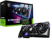 MSI GeForce RTX 5080 16G GAMING TRIO OC Graphics Card - RTX 5080 GPU, 16GB GDDR7 (30Gbps/256-bit), PCIe 5.0 - TRI FROZR 4 (3 x STORMFORCE Fan), Gaming & Silent mode, RGB - HDMI 2.1b, DisplayPort 2.1b