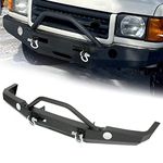 KUAFU Off-road Front Bumper Compatible with 1998-2004 Land Rover Discovery 2 w/Winch Mount & Bull Bar Black Powder Coated Steel