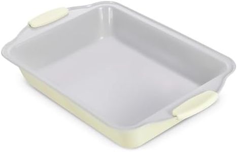 Boxiki Kitchen 8x8 Baking Pan - Non Stick Ceramic Square Cake Pan for Oven - Brownie Pan with Silicon Handle, Durable & Warp Resistant