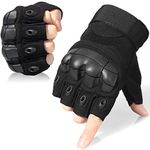 WTACTFUL Fingerless Airsoft Gloves for Painball Motorcycle Cycling Motorbike Half Finger Gloves Men Women Size Medium Black