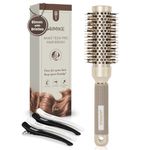 AIMIKE Round Hair Brush, Nano Thermal Ceramic & Ionic Tech Round Brush, round brushes for blow drying with Boar Bristles, Barrel Brush for Styling, Curling, Add Volume & Shine (61mm,Barrel 32mm)