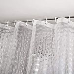 WELTRXE Heavy Duty EVA Shower Curtain Liner with Magnets Waterproof 3D Water Cube Clear Bathroom Shower Curtains,No Smell,71x71 Inch,12 Hooks