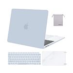 MOSISO Compatible with MacBook Air 13 inch Case 2022, 2021-2018 Release A2337 M1 A2179 A1932, Plastic Hard Shell&Keyboard Cover&Screen Film&Storage Bag for MacBook Air 13.3 inch Case, Baby Blue