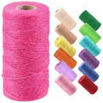 ecofynd Single String Color Jute Cord | Natural Hemp Rope for Wall Hanging, Plant Hanger Gift Wrapping, Garden Art | Thread Material for DIY Craft Projects, (2mm, 130 Meters, Pink)