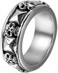 JewelryWe Stainless Steel Skull and Pyramid Combination Cast Band Ring (Size V)